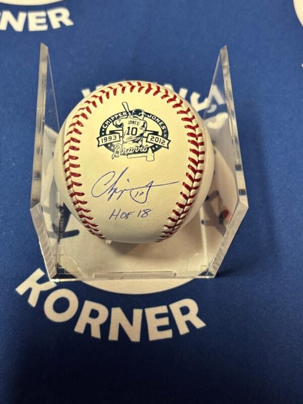 Atlanta Brave Hall of Famer Autographed Chipper Jones Logo Ball JSA / COA