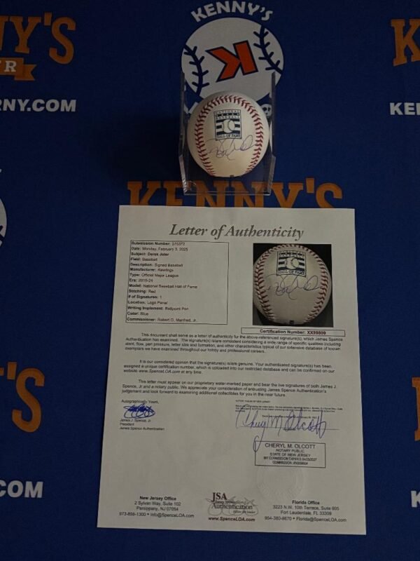 Yankee Great & Hall of Famer Derek Jeter Autographed Hall of Fame Logo Ball JSA Letter - Image 5