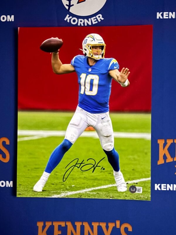 Los Angeles Chargers Super Star QB Justin Herbert Autographed 11x14 Photo Beckett COA