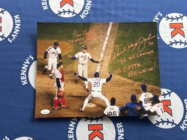 New York METS 1986 World Series Autographed 11x14 Photo of Howard Johnson & Ray Knight JSA