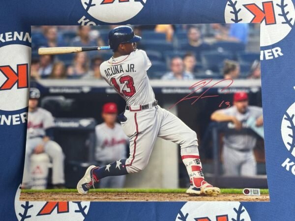 Atlanta Braves Super Star Ronald Acuna Jr. Autographed 11x14 Photo Beckett Witness Cert - Image 2