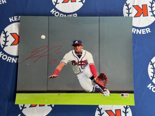 Atlanta Braves Super Star Ronald Acuna Jr Autographed 11x14 Photo. Beckett Witness.