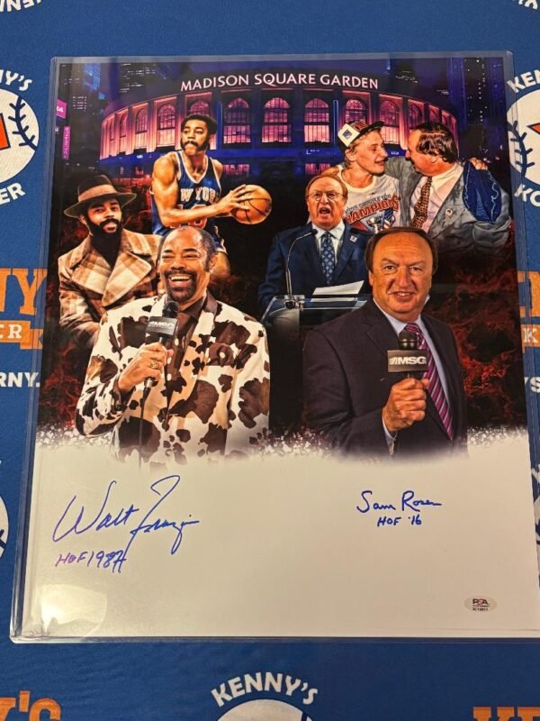 Walt Frazier & Sam Rosen Dual Autographed 16x20 w/ HOF INS PSA / DNA - Image 3