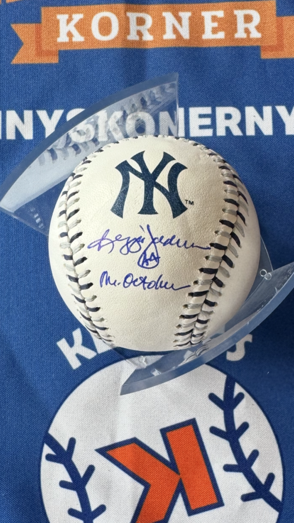 NY Yankee “Stitch” Logo Baseball Signed By Hall of Fame Great Reggie Jackson - Image 2