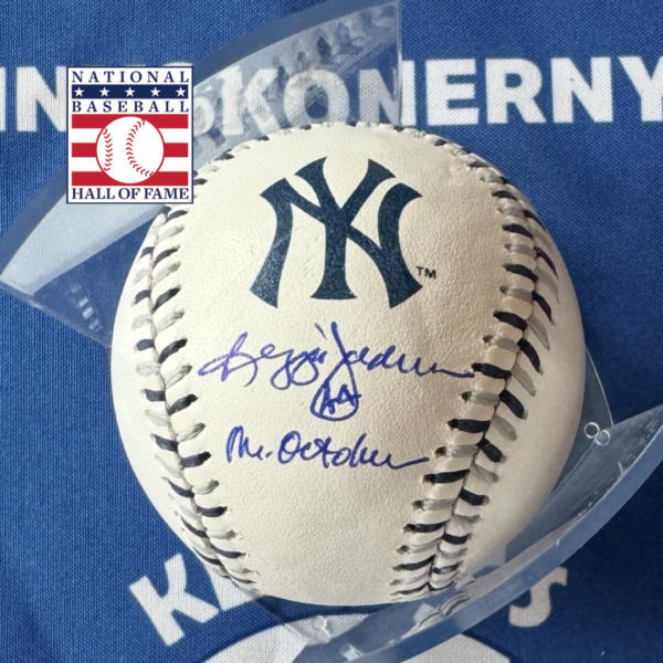 NY Yankee “Stitch” Logo Baseball Signed By Hall of Fame Great Reggie Jackson