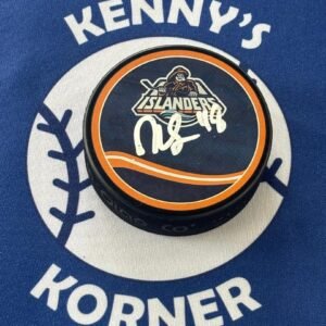 New York Islanders #1 Pick Matthew Schaffer Autographed Retro Puck White Paint Pen. JSA / COA