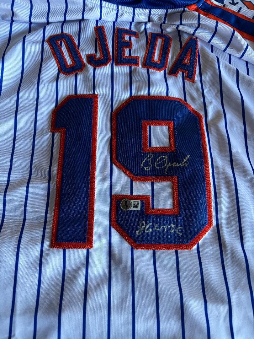 1986 New York Mets Clutch Lefty Bobby Ojeda Autographed & Inscribed Mets Home Jersey Beckett COA - Image 5
