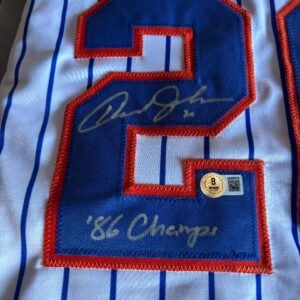 1986 New York Mets 3rd Baseman Howard Johnson Autographed & Inscribed Mets Home Jersey Beckett COA