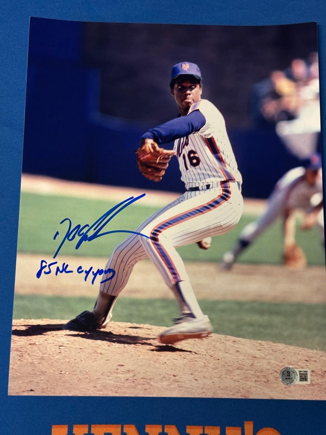 New York Mets Ace Dwight "Doc" Gooden Autographed 11x14 Photo. Inscribed '85 Cy Young. Beckett