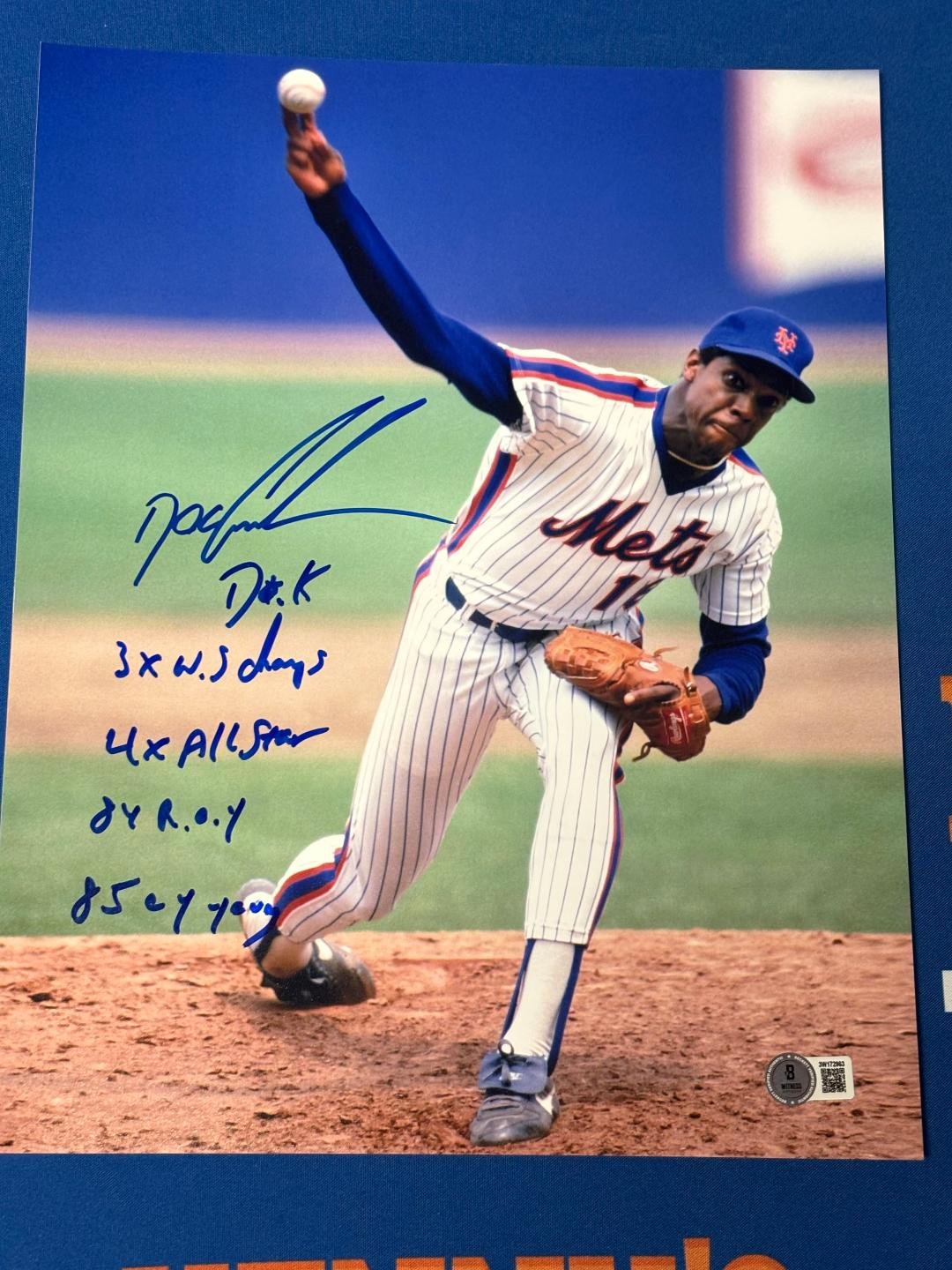 New York Mets Star Pitcher Dwight "Doc" Gooden Multi Inscribed 11x14 Photo. Beckett