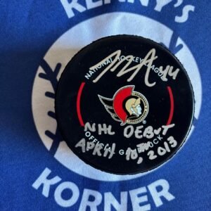 JG Pageau Autographed Ottawa Senators Official Game Puck w/ NHL Debut Inscription Beckett