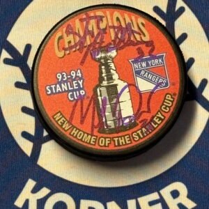 Dual Signed Stephane Matteau & Mike Richter 94 Cup Puck